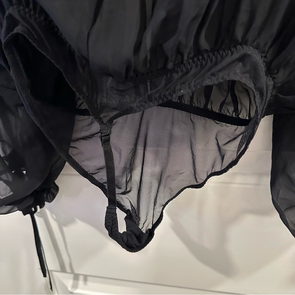 Victoria's Secret Very Sexy Chiffon Long Sleeve Teddy Bodysuit in Black - Picture 4 of 7